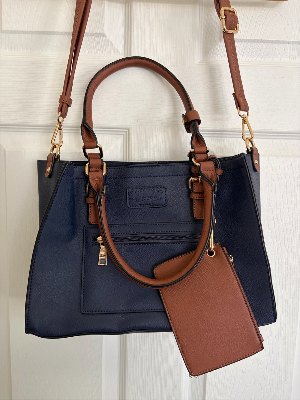 G.H. Bass & Co Two-Tone Navy and Brown Women’s Tote Bag with Removable Pouch